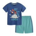 thumbnail image 1 of Gyexs Summer Clothing for Boys 3T-4T Cartoon Print Short Sleeve Tops Shorts 2 Piece Outfit Sets Gym Sports Kids Clothes (Sportswear, E04 Navy, Toddlers), 1 of 5