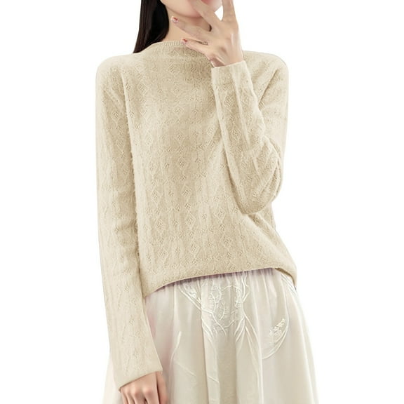 Gyexs Sweaters for Women Turtleneck Long Sleeve Ribbed Knit Shirts Knit Loose Thin Fall Winter Sweater Blouse Fall Winter Outfits, Beige, Size S