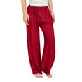 thumbnail image 1 of Gyexs Teen Girls Casual Cotton Linen Pants Lightweight Summer Loose Fit Elastic Waist Plus Size Solid Lounge Long Trousers (Sportswear, Z02 Red, 8-9 Years), 1 of 5