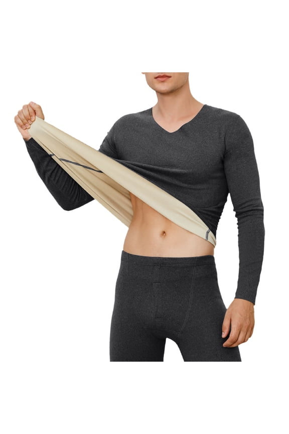 Thermal Underwear for Men - Thermal Underwear for Men Cotton, Cold Weather Warm Leggings Two Piece Sets, Dark Gray, Size XXXL