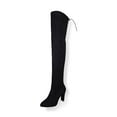 thumbnail image 1 of Gyexs Thigh High Boots for Women Stretch Suede Chunky Heel Over The Knee Boots Fall Winter Footwear Knee High Boots Black Size 9, 1 of 9