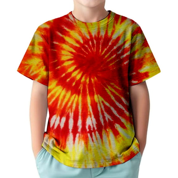 Gyexs Tie Dye Shirt Kids Boys Girls 2-14 Years Short Sleeve Hippie Tshirt Senior Tee Tops Casual Summer Clothes (Tweens, 10-11 Years)