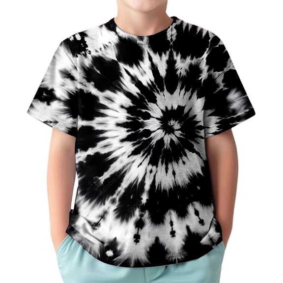 Gyexs Tie Dye Shirt Kids Boys Girls 2-14 Years Short Sleeve Hippie Tshirt Senior Tee Tops Casual Summer Clothes (Tweens, 10-11 Years)