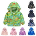 thumbnail image 1 of Gyexs Toddler Baby Spring Fall Jacket Girls Boys Cute Cartoon Windbreaker Coats Rain Jacket Hooded Zip Light Outerwear (Purple, 18-24 Months), 1 of 4