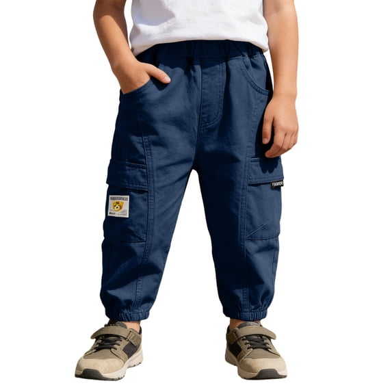 Gyexs Toddler Boys Jogger Pants Uniform Pants with Pockets Elastic Waist Casual Pants for Kids