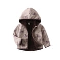 thumbnail image 1 of Gyexs Toddler Jacket Kids Boys Girls Hooded Zipper Long Sleeve Thick Warm Outerwear (Brown, 1-2 Years), 1 of 3