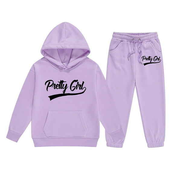 Gyexs Toddler Girls Clothes Size 2-3 Years Fashion Letter Prints Jacket Bottoms, 2 Piece Tracksuit Sets (Purple, 2-3 Years)