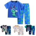 thumbnail image 1 of Gyexs Toddler Dinosaur Clothes for Boys 12-18 Months Summer Pants Sets 2 Piece Outfits Loungewear Tops and Pants (Homewear, Navy), 1 of 7