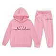thumbnail image 1 of Gyexs Toddler Kids Girls Clothes Size 4-5 Years Soft and Comfortable Coat + Jogger Pant, Oversized Tracksuit Sets (Pink, 4-5 Years), 1 of 3