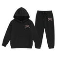 thumbnail image 1 of Gyexs Toddler Kids Girls Clothes Size 6-7 Years Casual Hooded Hoodie Sets, 2pcs Tracksuit Sets (Black, 6-7 Years), 1 of 4