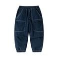 thumbnail image 1 of Gyexs Toddler Little Boys Drawstring Jogger Cargo Pants with Side Pockets Fall Winter Clothes, 1 of 6