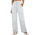 thumbnail image 1 of Gyexs Travel Pants Women Business Casual Office Work Pants Loose Fit Trousers Womens Winter Clothes, White, Size L, 1 of 5