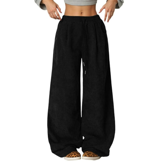 Gyexs Travel Pants Women on Plane Lightweight Travel Cargo Pants Loose Fit Trousers Women's Fashion, #04 Black, Size XXL