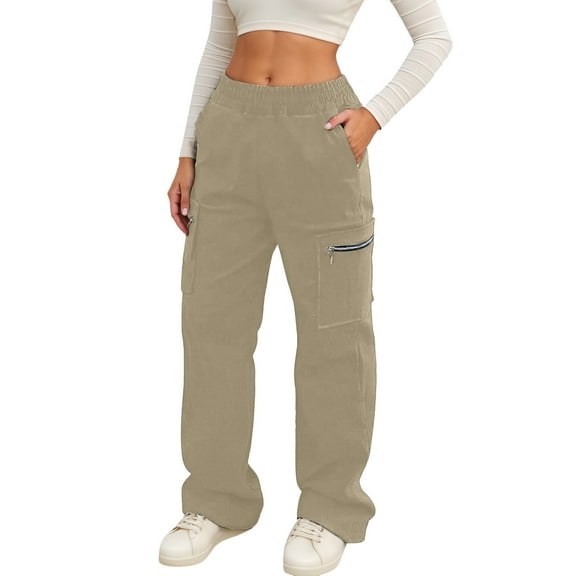 Gyexs Travel Pants Women on Plane Wide Leg Loose Loungewear Pants Plus Size Fashion Elegan Work Pants Women's Fashion, #01 Khaki, Size M