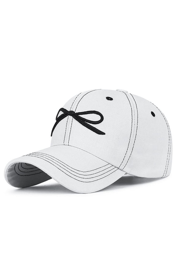 Trendy Bow-Tie Baseball Cap for Women and Men Trucker Hats Y2k Adjustable Fashion Sun Hat with Visor for Hiking & Travel #White