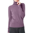 thumbnail image 1 of Gyexs Turtleneck Sweater for Women Fall Winter Long Sleeve Casual Soft Knitted Tops Work Trendy Outfits A01 Purple & Size XL, 1 of 3