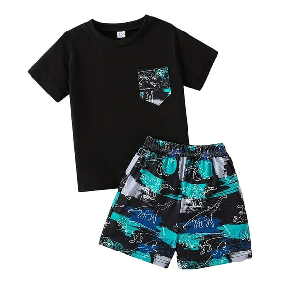 Gyexs Tweens Summer Clothes Boys Girls Size 11-12 Fashion Cute Dinosaur Print Short Sleeve T Shirt Shorts 2 Piece Outfit Set(Sportswear, X01-Mint Green, 11-12 Years)