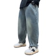 thumbnail image 1 of Gyexs Uniform Pants for Girls Lightweight Cargo Hiking Outerwear Girl's Fashion Boys Hiking Pants Sweat Pants (Blue, 5-6 Years), 1 of 6
