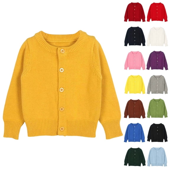 Gyexs Uniform Sweater for Girls Casual Round Neck Button Down Cardigans Back to School Clothes 1-9Y (Light Blue, 8-9 Years)