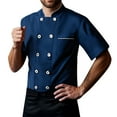 thumbnail image 1 of Gyexs Unisex Chef Coat Men Stretch Lightweight Chef Jacket Soft Chef Coat Short Sleeve Chef Shirt Uniform for Kitchen, Restaurant Navy, Size XXXL, 1 of 4