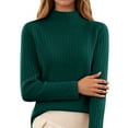thumbnail image 1 of Gyexs V Neck Sweaters for Women Neck Long Sleeve Fuzzy Knit Tops Warm Soft Wool Seamless Pullover Womens Fall Clothes, Dark Green, Size XL, 1 of 4