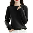 thumbnail image 1 of Gyexs V Neck Sweaters for Women Wool Fall Winter Casual Long Sleeve Sweaters Warm Soft Wool Seamless Pullover Christmas Sweater, Black, Size XXL, 1 of 8