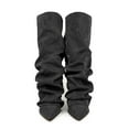thumbnail image 1 of Gyexs Wide Calf Knee High Boots for Women Chunky High Heel Boots Fashion Fold Over Boot Pointed Toe Winter Fall Tall Boots Black Size 7, 1 of 9