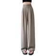 thumbnail image 1 of Gyexs Wide Leg Pants Woman Fall Drawstring Elastic Pants Plus Size Fashion Elegan Work Pants Fall Womens Clothes, #01 Coffee, Size S, 1 of 4