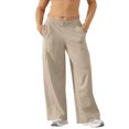 thumbnail image 1 of Gyexs Wide Leg Sweatpants Women High Waist Yoga Pants Casual Loose Yoga Pants with Zipper Pockets, Beige, Size XXL, 1 of 7