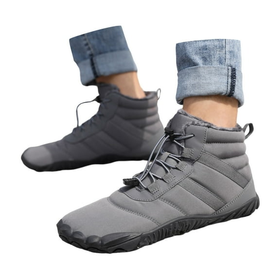 Gyexs Winter Snow Boots for Men, Winter Shoes Women Waterproof, Orthotic Technology, Buckle, Rain, Round Toe, Outerwear, Grey, Size 6.5