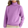 thumbnail image 1 of Gyexs Winter Sweaters for Women Casual Classic Soft Loose Fit Basic Pullover Warm Soft Wool Seamless Pullover Fall Winter Outfits, Purple, Size XXL, 1 of 4