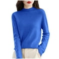 thumbnail image 1 of Gyexs Winter Sweaters for Women Soft Turtleneck Long Sleeve Wool Sweater Business Casual Work Blouses Women's Fashion, Dark Blue, Size XXL, 1 of 5