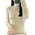 thumbnail image 1 of Gyexs Winter Sweaters for Women Turtleneck Long Sleeve Ribbed Knit Shirts Business Casual Work Blouses Fall Winter Outfits, Beige, Size M, 1 of 6