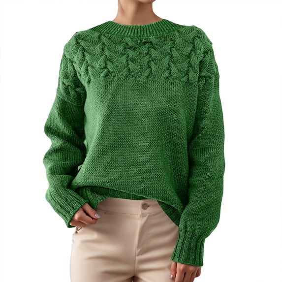 Gyexs Winter Sweaters for Women Wool Fall Winter Casual Long Sleeve Sweaters Warm Soft Wool Seamless Pullover Women's Fashion, Green, Size M