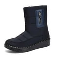 thumbnail image 1 of Gyexs Winter Warm Snow Boots for Womens Waterproof Winter Shoes Retro Round Toe Zipper Closure on Outdoor Mid Calf Boot, Blue, Size 8, 1 of 8
