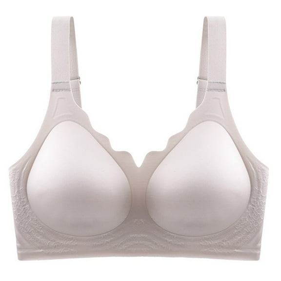 Gyexs Wireless Push Up Bras for Women Soft V-Neck Seamless Brassiere Full Coverage Everyday Bra with Adjustable Straps #Coffee