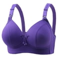 thumbnail image 1 of Gyexs Women Casual Striped Bralette Comfortable Breathable Non Padded Wireless Adjustable Everyday Bra, Purple, Size 40, 1 of 8
