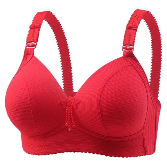 Gyexs Women Casual Striped Bralette Comfortable Breathable Non Padded Wireless Adjustable Everyday Bra, Red, Size 40