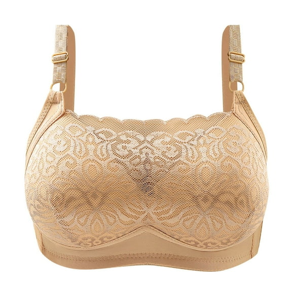 Gyexs Women Fashion Casual Breathable Tube Top Lace Bra Underwear Wireless Comfort Support Womens Bras, Beige, Size 38