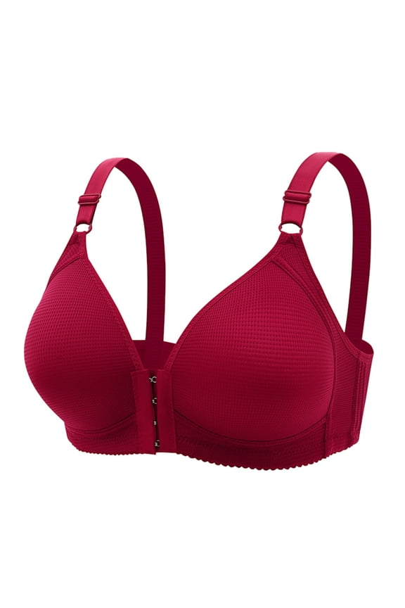 Women Front Closure Buckle Lace Trim Wireless Seamless Adjustable Yoga Sleep Support Bra Bras for Women, , Size 48