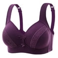 thumbnail image 1 of Gyexs Women Lace Front Buckle Detail Underwire Support Bra Comfort Plus Size Full Coverage Seamless Bras for Women, Purple, Size 38, 1 of 4