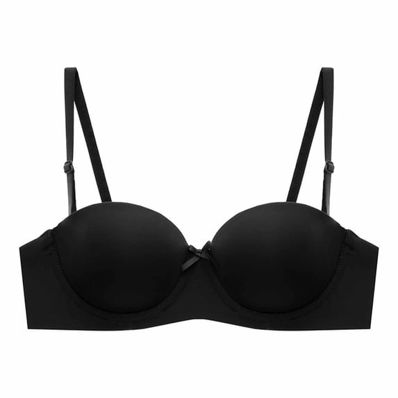 Gyexs Women Wireless Lightly Lined Comfort Bra Everyday Support Underwear Seamless T-Shirt Push Up Bras for Women, Black, Size 36