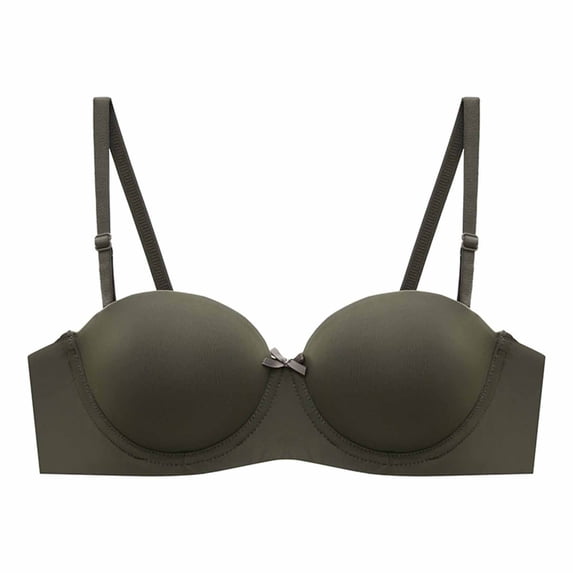 Gyexs Women Wireless Lightly Lined Comfort Bra Everyday Support Underwear Seamless T-Shirt Wireless Bras for Women, Army Green, Size 36