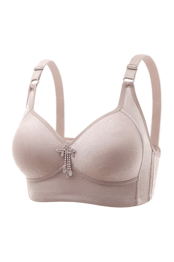 Women's Adjustable Comfortable Latex Cup Jacquard Underwire Bra for Mature Support Bras for Older Women, Grey, Size 36