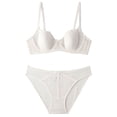 thumbnail image 1 of Gyexs Women's Comfortable Lace Underwear Delicate Bralette Set With Side Support Breathable Design, White, Size L, 1 of 4