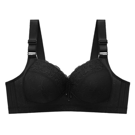 Gyexs Women's Comfortable Large Size Thin Style Gathering Back Wrapped Bra Bras for Older Women, Black, Size 40