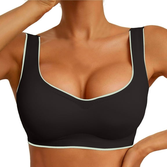 Gyexs Women's Comfortable Supportive Bras Seamless Underwear Full Coverage Wireless T-Shirt Bra Push Up Bras for Women, Black, Size L