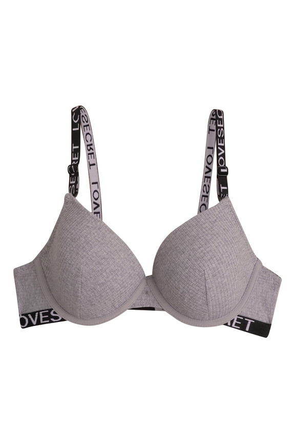 Women's Front Buckle Lace Trim Wireless Movement Seamless Adjustable Yoga Sleep Support Bra, Grey, Size XXL