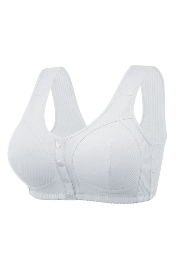 Women's Front Closure Bra Comfortable Pure Wireless Support for Mature Full Figure Soft Cup, GY2, Size 40