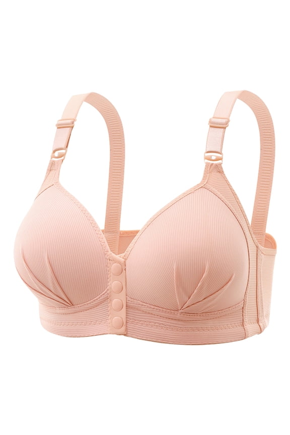 Women's Front Closure Button Down Nursing Bra with Side Support Thin Cup Comfort Maternity Underwear, Watermelon Red, Size 40